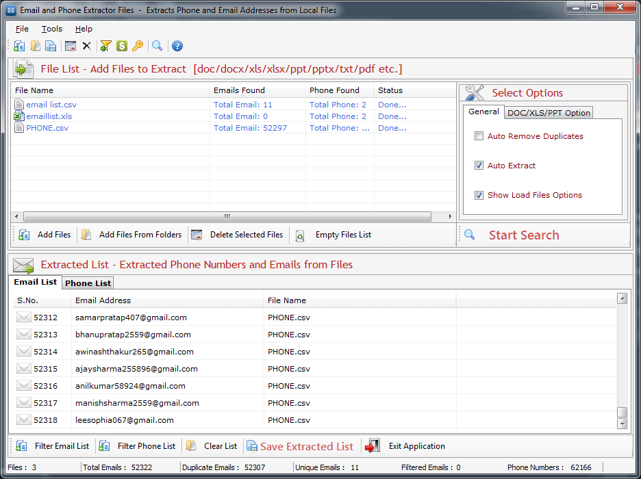 Email Phone Extractor Files